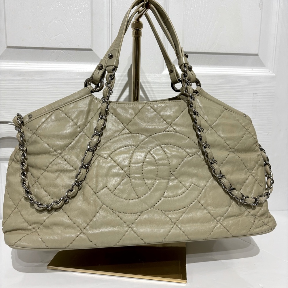 CHANEL Beige Quilted Satchel